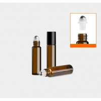 hot sale 10ml amber glass roll on bottle with stainless steel roller ball  bottles