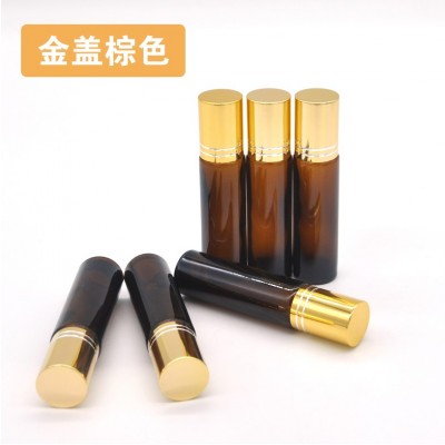 10ml amber glass dropper roller bottles essential oil bottle with roll on r ball  golden cap