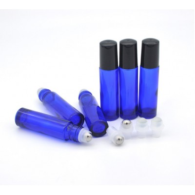 Custom 10ml Blue roll on glass perfume bottle with roller