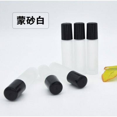 Wholesale  frosted clear roller bottle 10ml glass essential oil  roll on bottle with aluminum cap and rollers